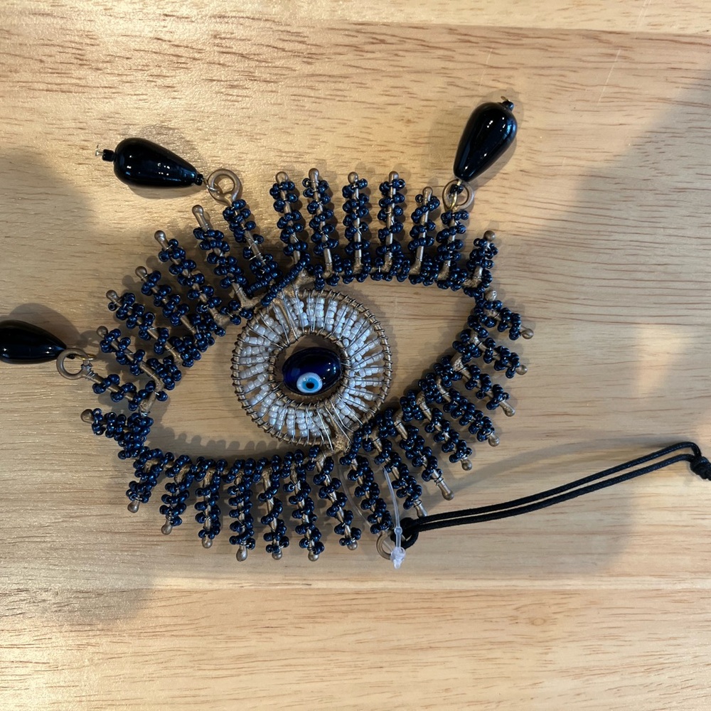 Elegant Beaded Eye wall decor/ornament- Black and Blue
